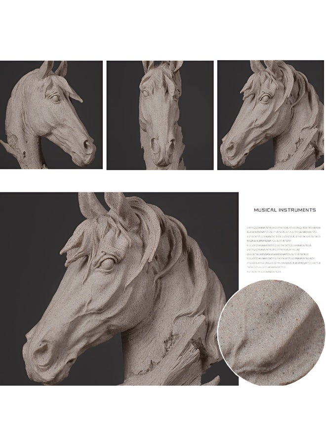 ALMiHomi Abstract Horse Head Resin Sculpture Home Decor – Sandstone Color Horse Bust Statue for Living Room, Office Desk, Shelf Decoration & Good Luck Ornament - Image 5